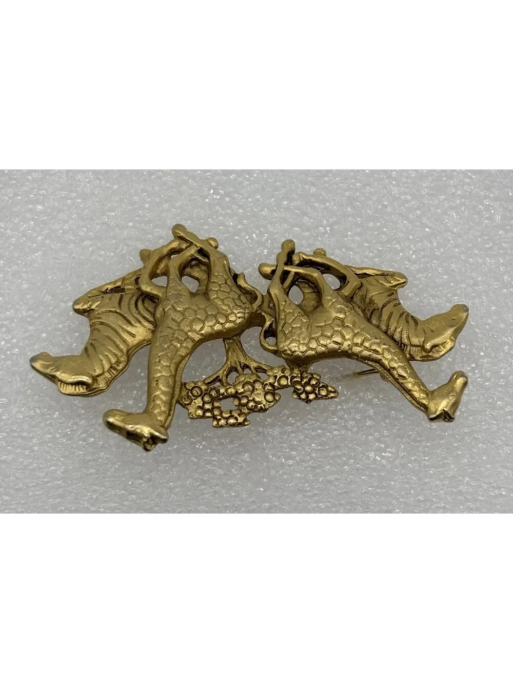 Vintage AJC Safari Stampede Brooch Pin 1970s or 80s Gold Tone Dimensional Signed
